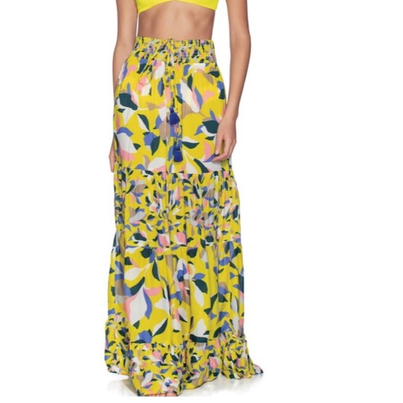 MAAJI Strapless Long Smocked Tiered Maxi Dress Floral Hamilton Bay Print Size M - Picture 8 of 16